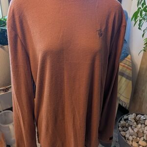 NWT Men's Ted Baker London Rust Long Sleeve Waffle Knit Top Sz Lg